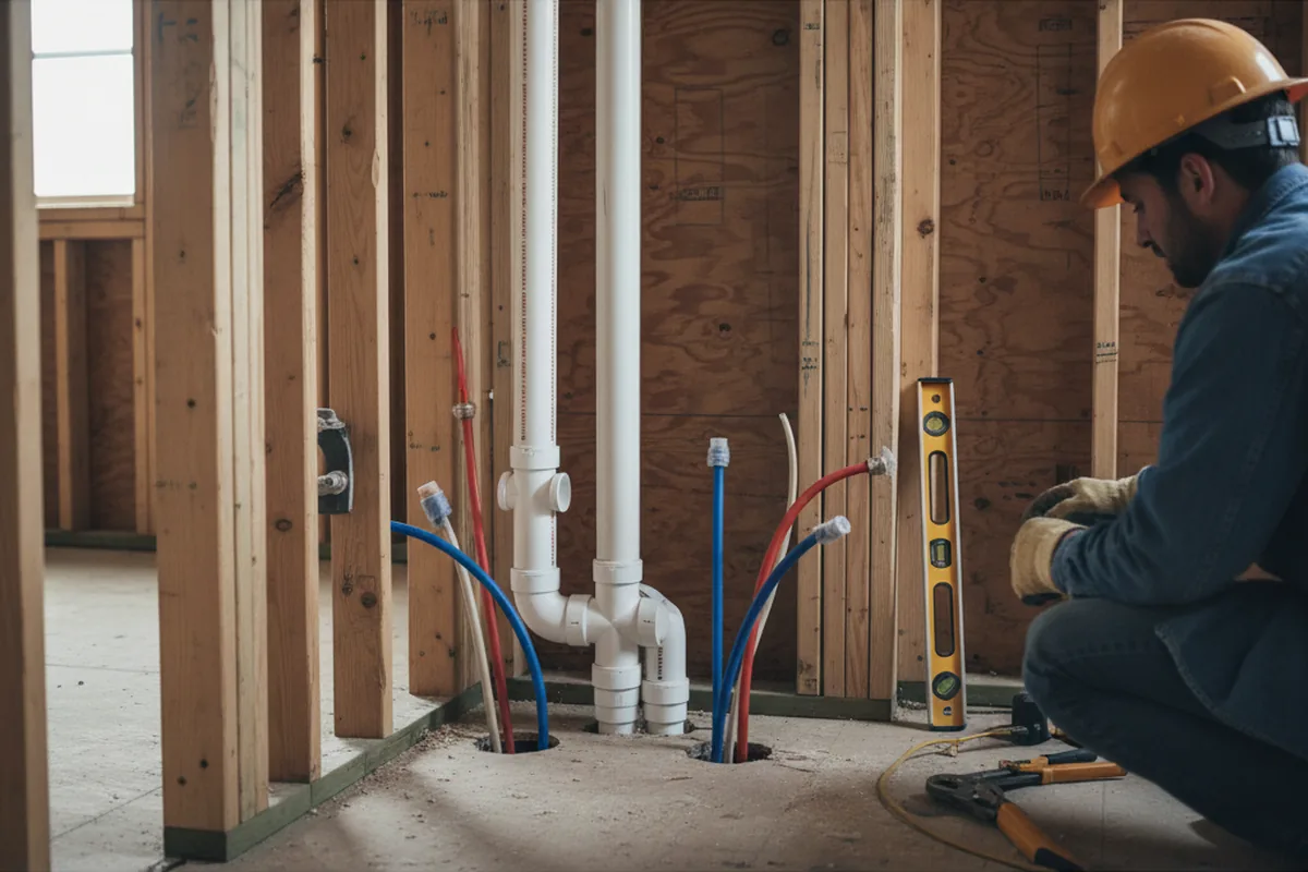 Drain and supply rough-in during Leak Detection in Diagonal