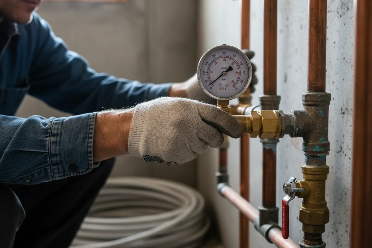 Pressure testing a repaired line during Water Line Repair in Diagonal